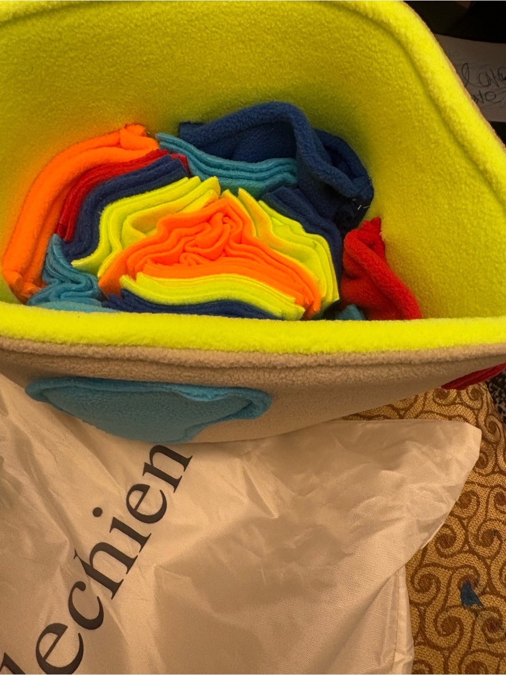 Bright Neon Fleece Storage Basket with Colorful Inserts